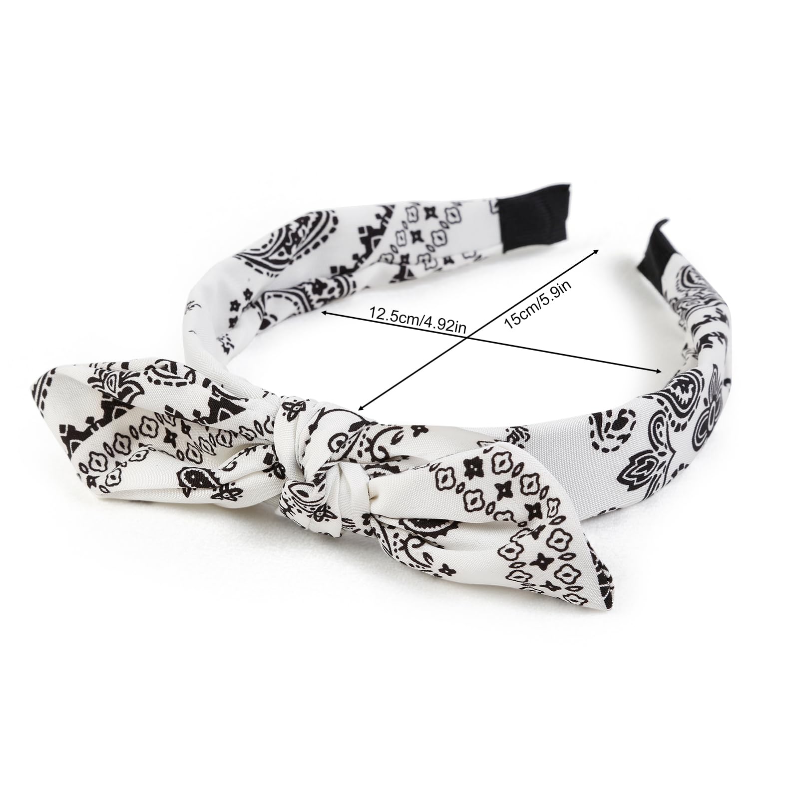 Bandeau AIBFRID Bow boho Paisley blanc, parfait pour looks estivaux.