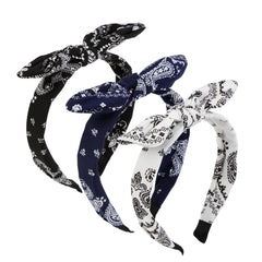 Bandeau AIBFRID Bow boho Paisley noir, style chic et tenue sûre.