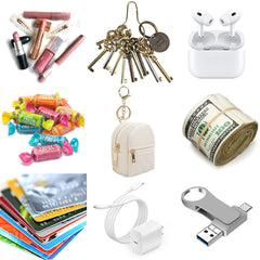 AIBFRID mini-sac-dos-porte-cles beige, rangement compact et rapide.