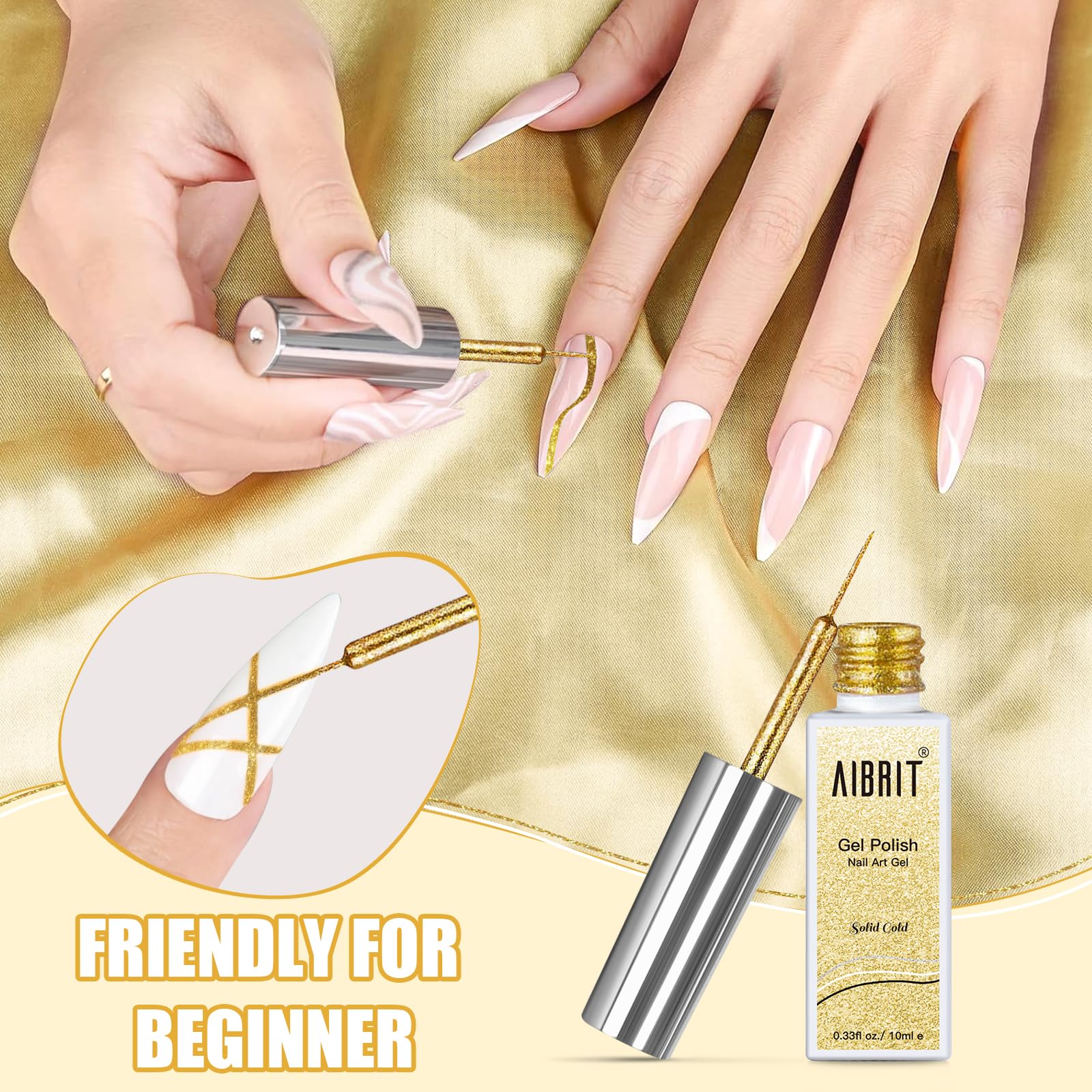 Set AIBRIT pour design nail art 3D et contours argent.