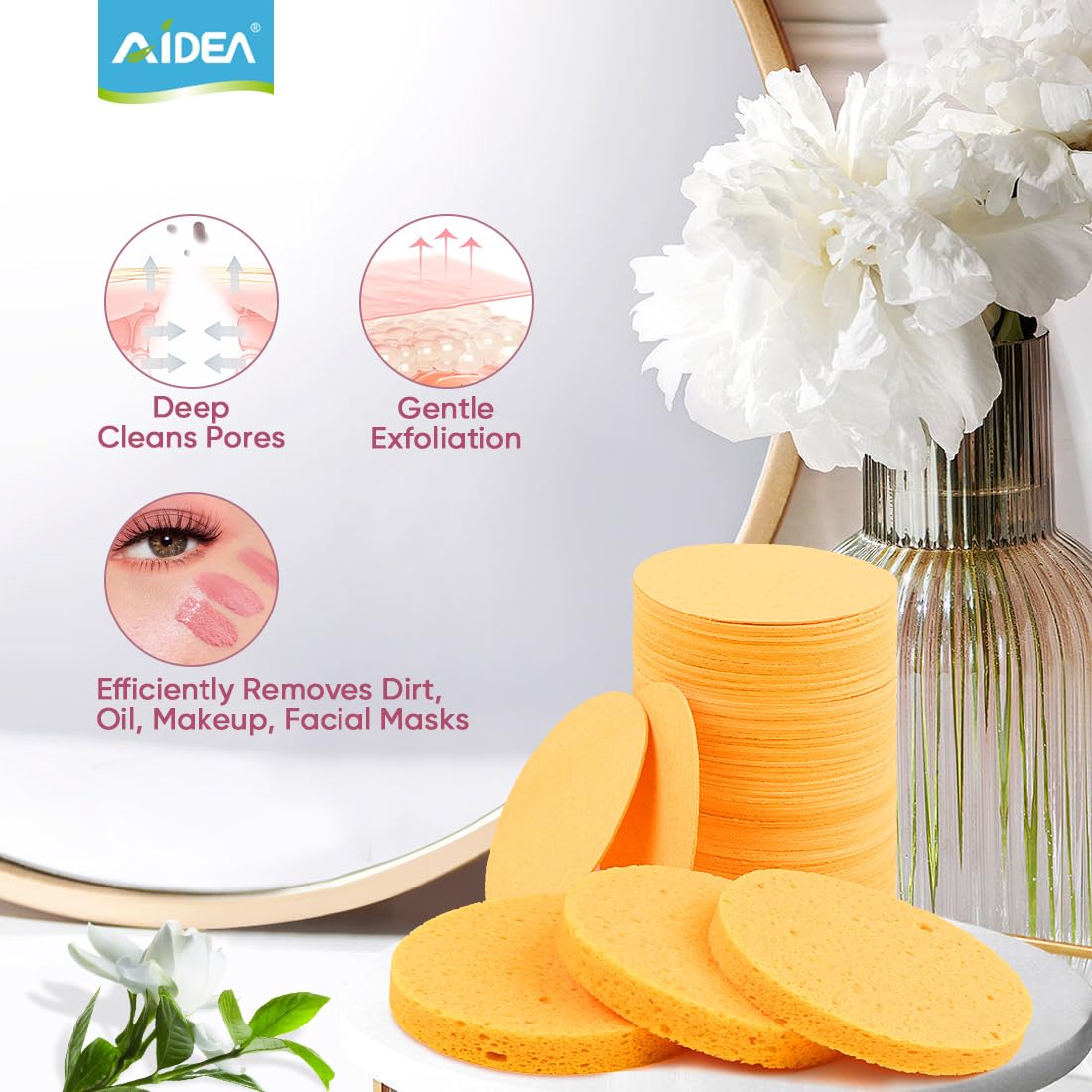 AIDEA éponges-visage-usage-quotidien pratique et économique pour la routine.
