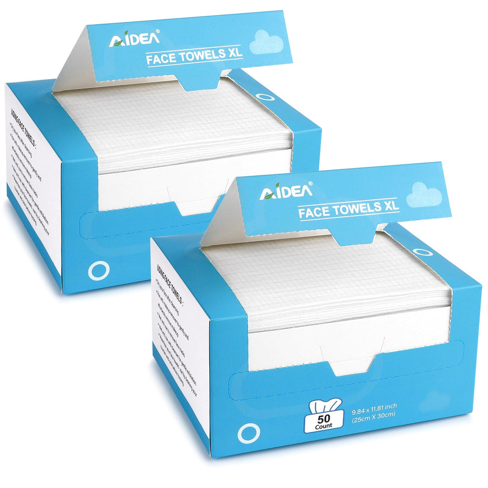 AIDEA Lingettes Visage jetables, paquet de 100, démaquillage rapide et propre.