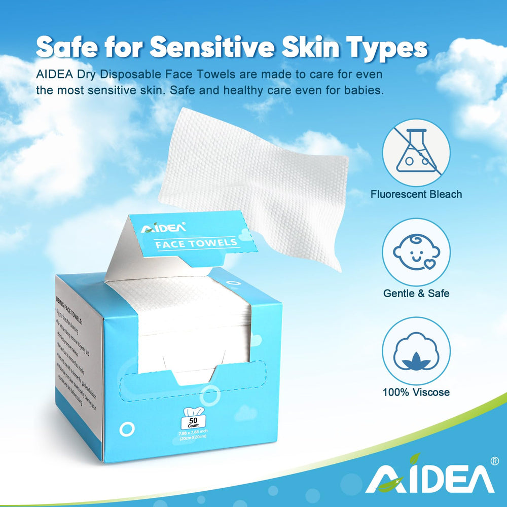 Lingettes visage jetables AIDEA, texture douce et absorbante pour le nettoyage