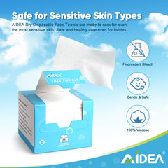 Lingettes visage jetables AIDEA, texture douce et absorbante pour le nettoyage