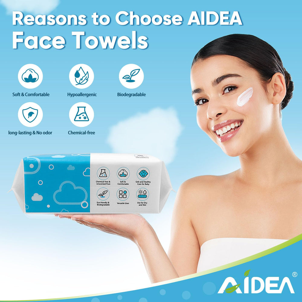 Lingettes visage AIDEA pratiques pour voyage, format prêt à emporter.