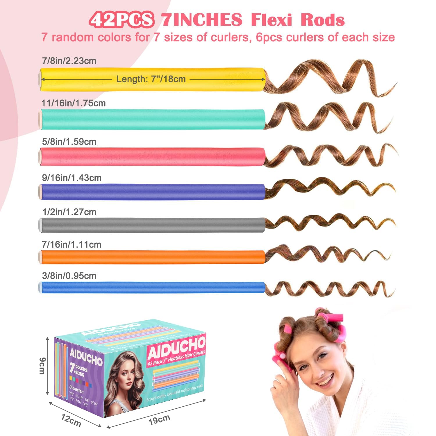 Rouleaux flexibles AIDUCHO, confort nocturne pour boucles durables.