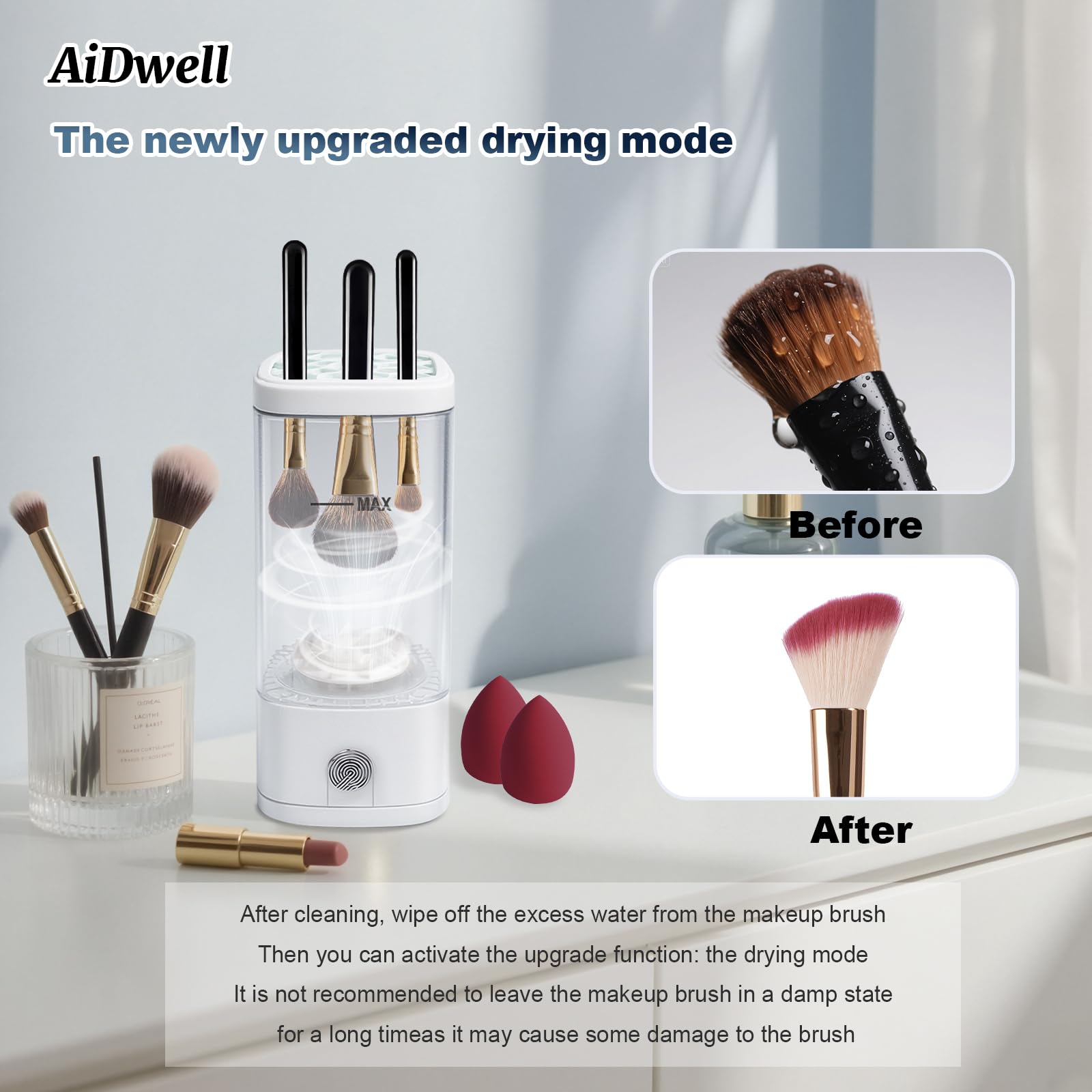 AiDwell design compact et silencieux, appareil discret pour salle de bains.