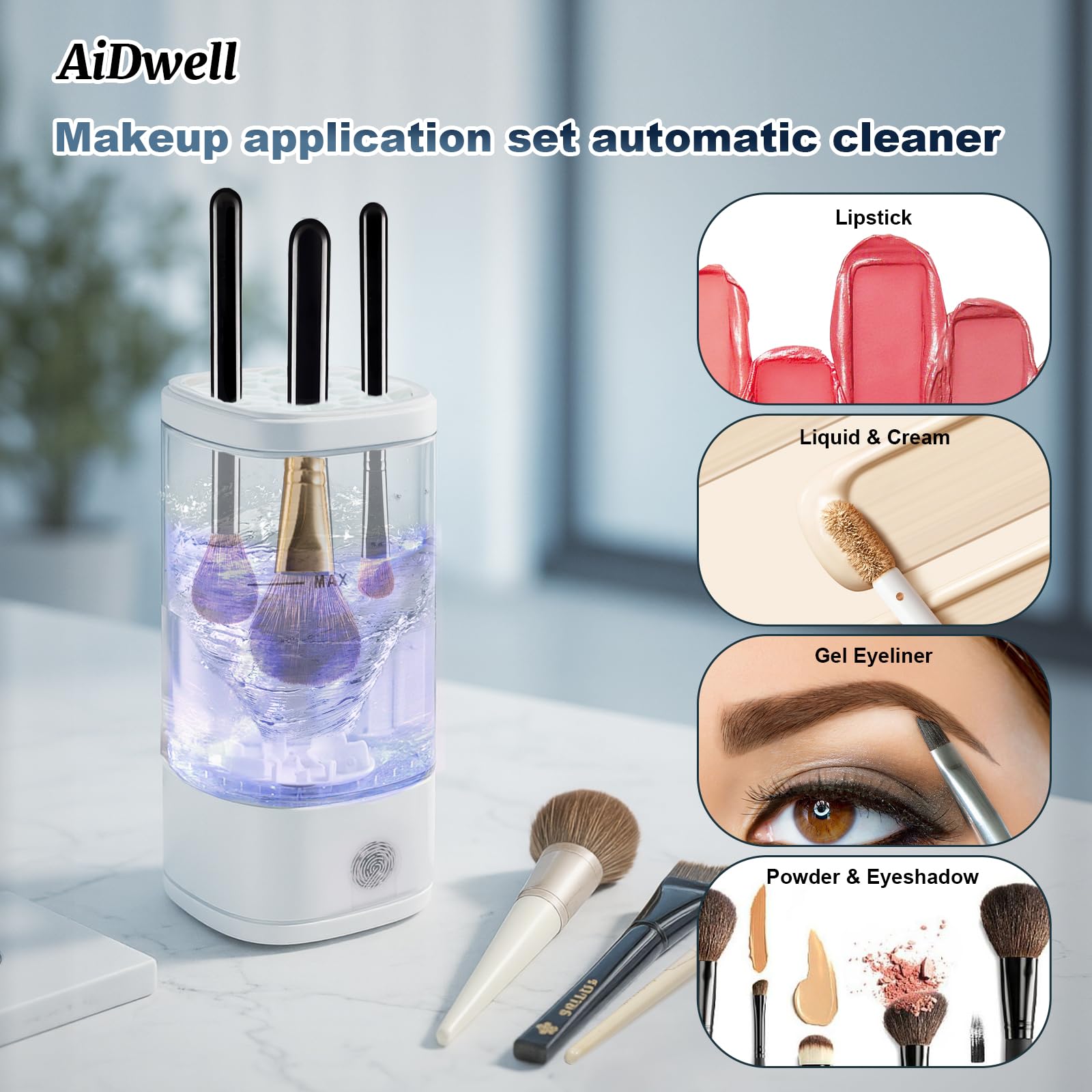 AiDwell nettoyage automatique, cycle sans effort pour pinceaux.