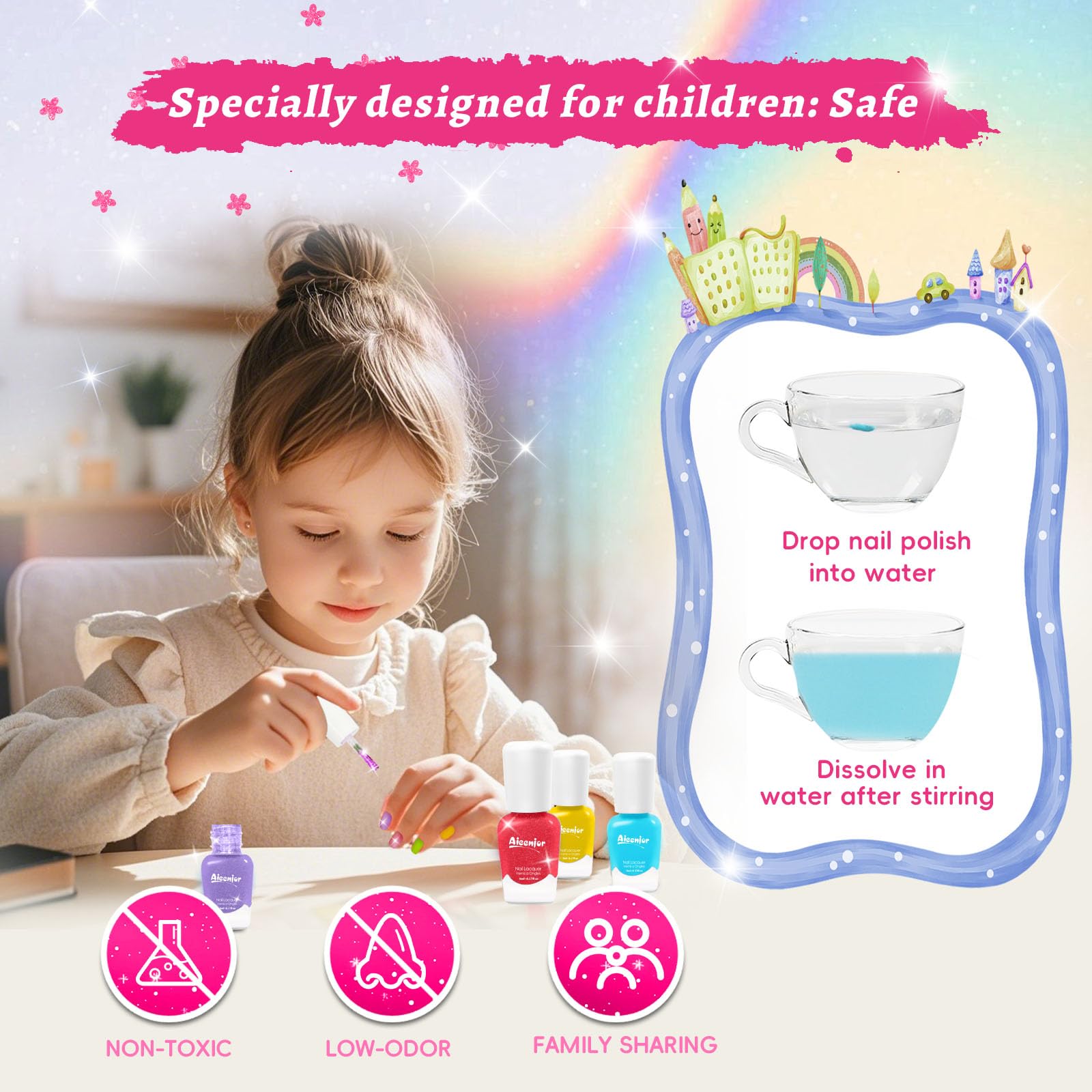 Vernis enfant Aieenjor retrait facile sans dissolvant.