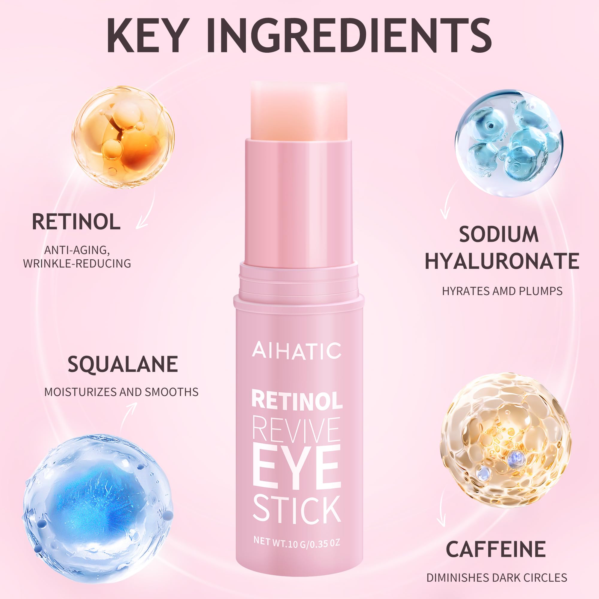 Aihatic Retinol Eye Balm Stick being applied for gentle under-eye care