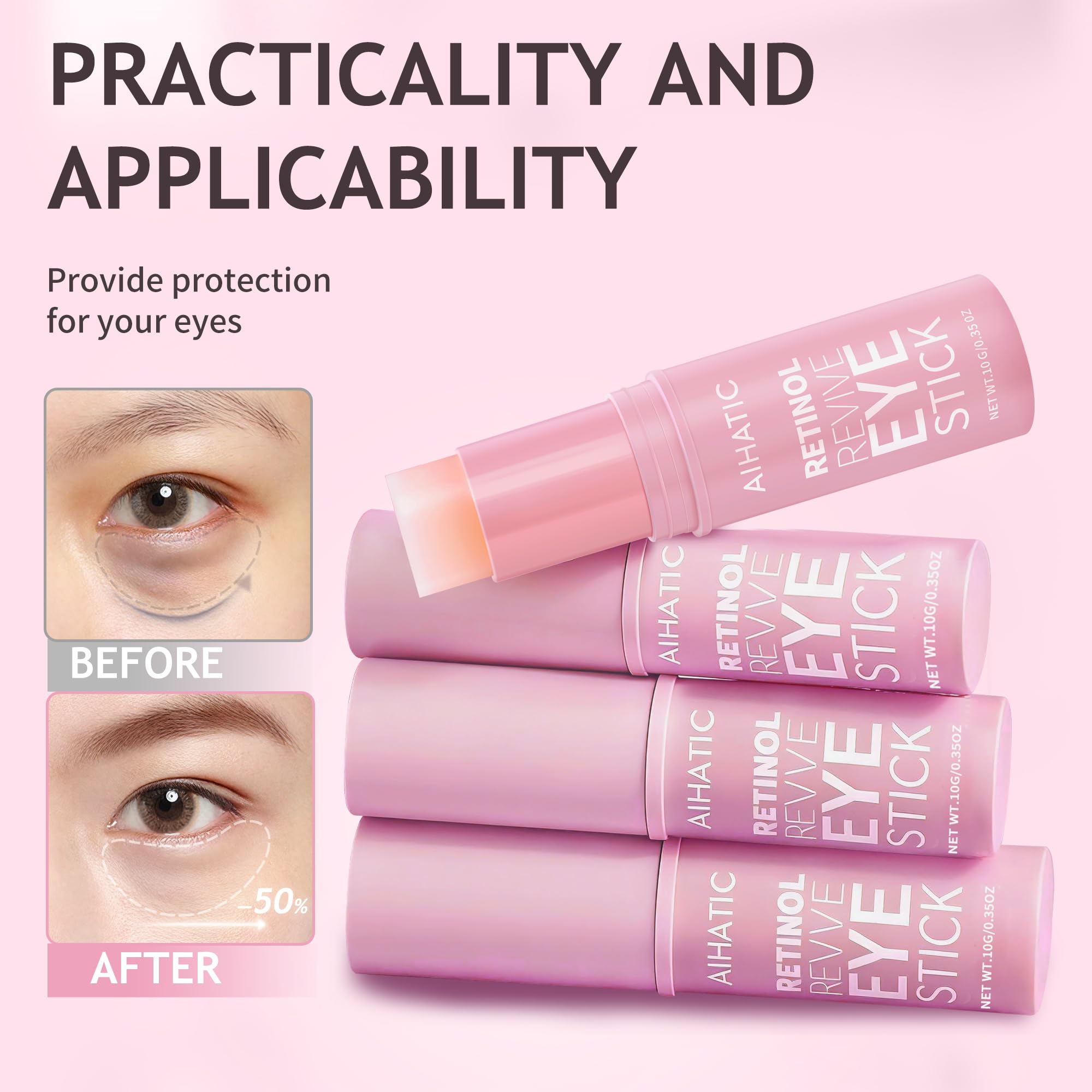 Aihatic Retinol Eye Balm Stick swatch showcasing creamy texture and hydration