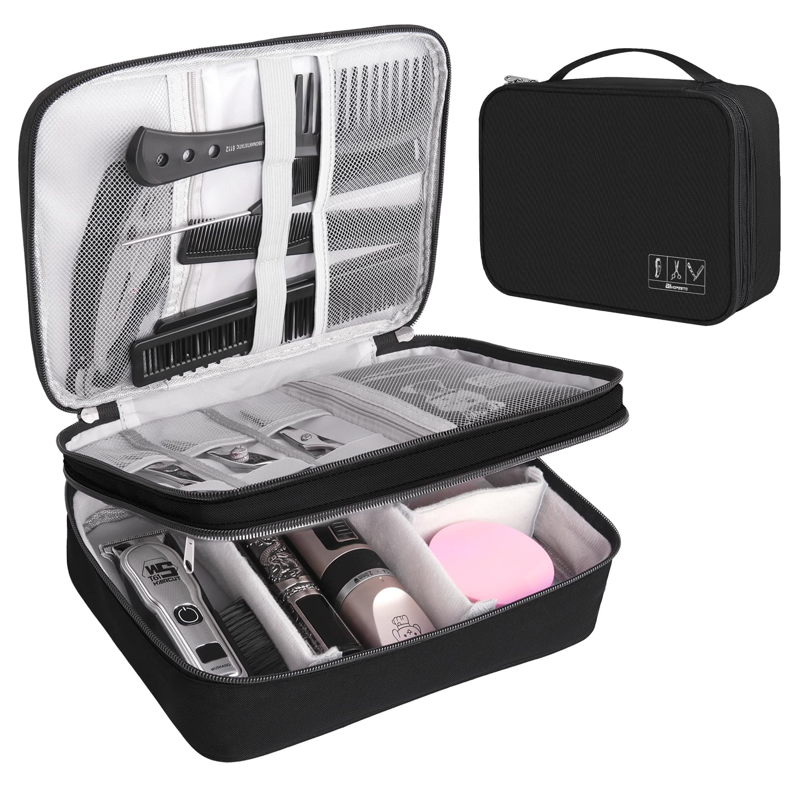 AIHOPESTO Barber Case: double couches pour organisation efficace en voyage