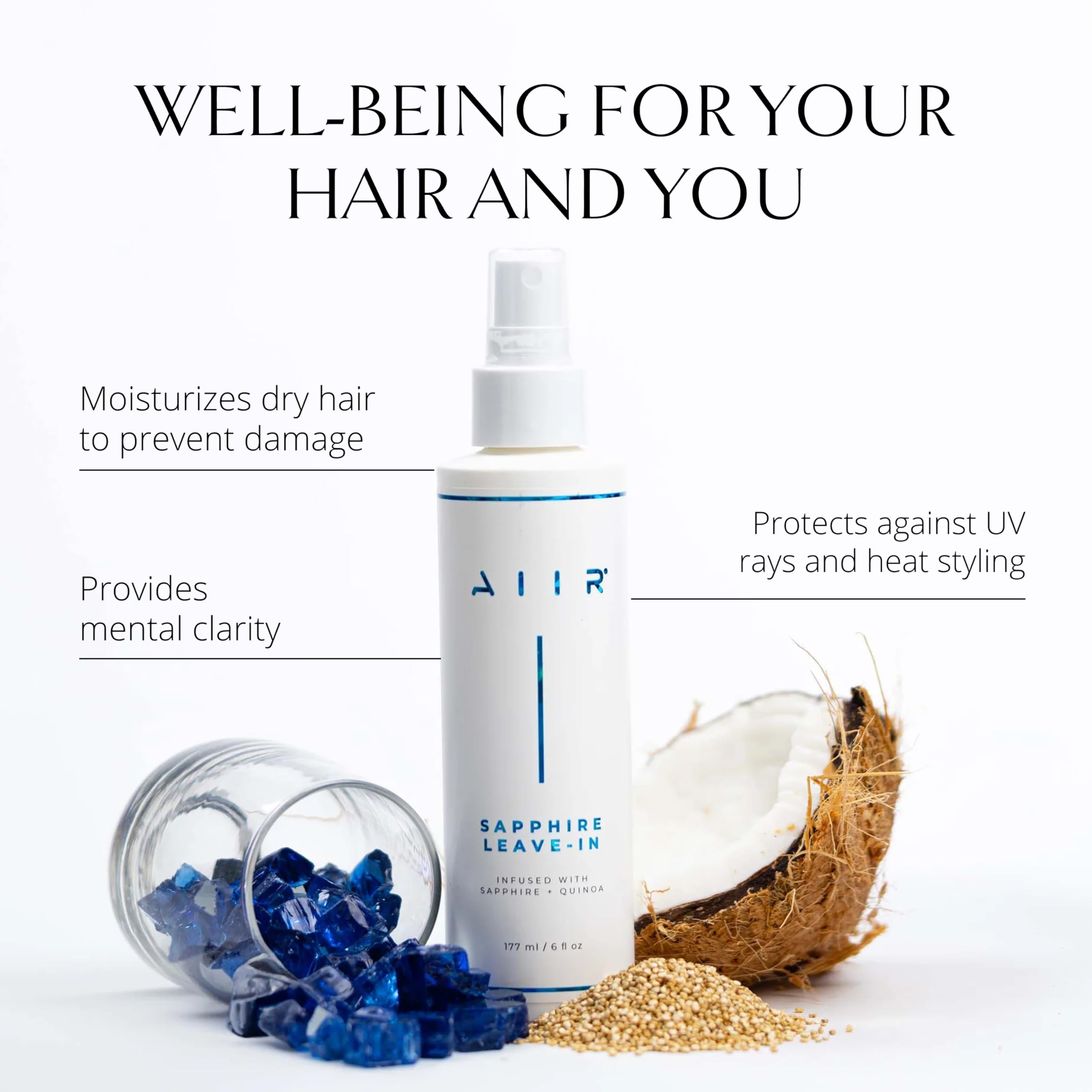 AIIR Sapphire Soin Sans Rinçage: contrôle du frizz et protection thermique lors du brushing.