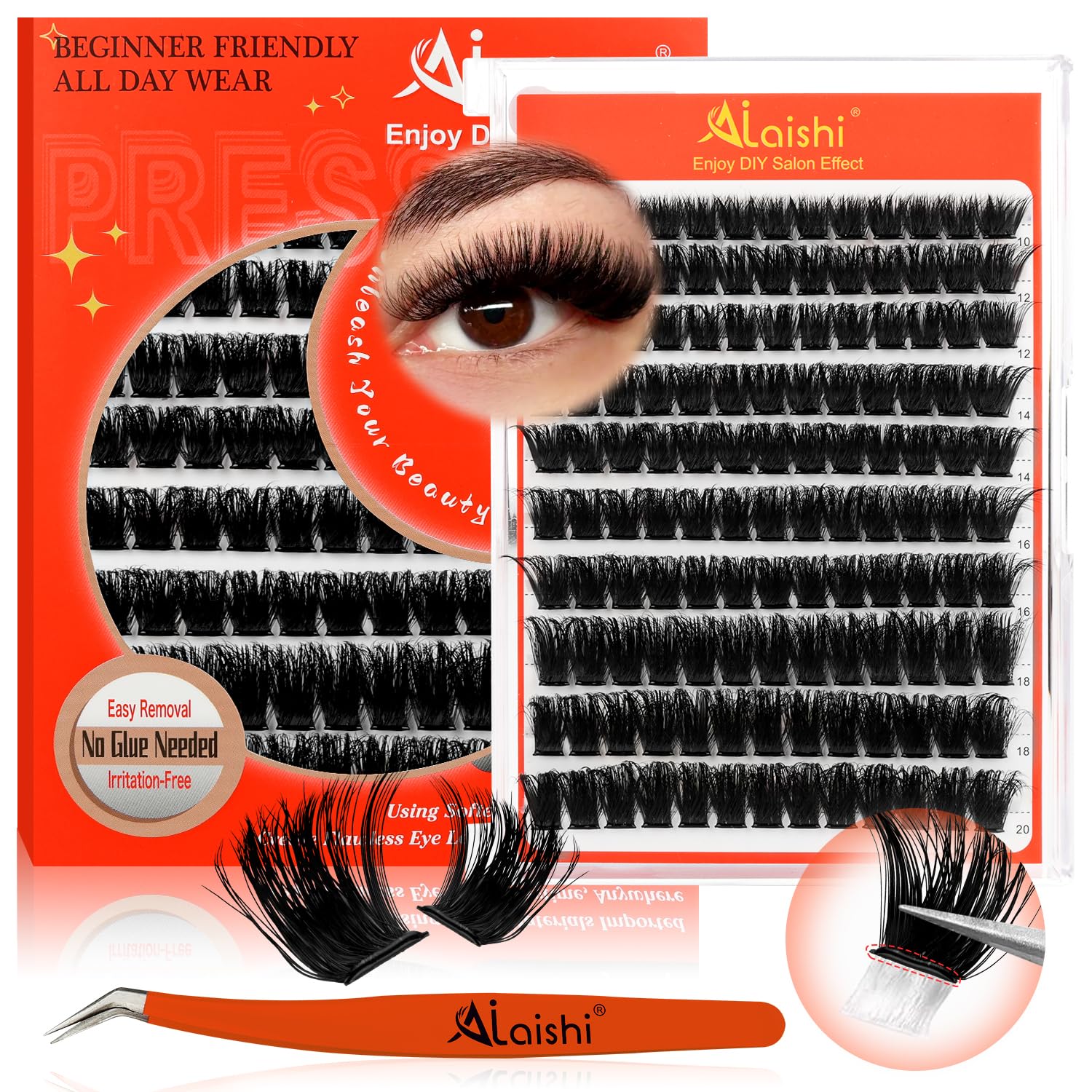 Les cils AILAISHI sans colle avec kit pinces facilitent l'application rapide et propre.