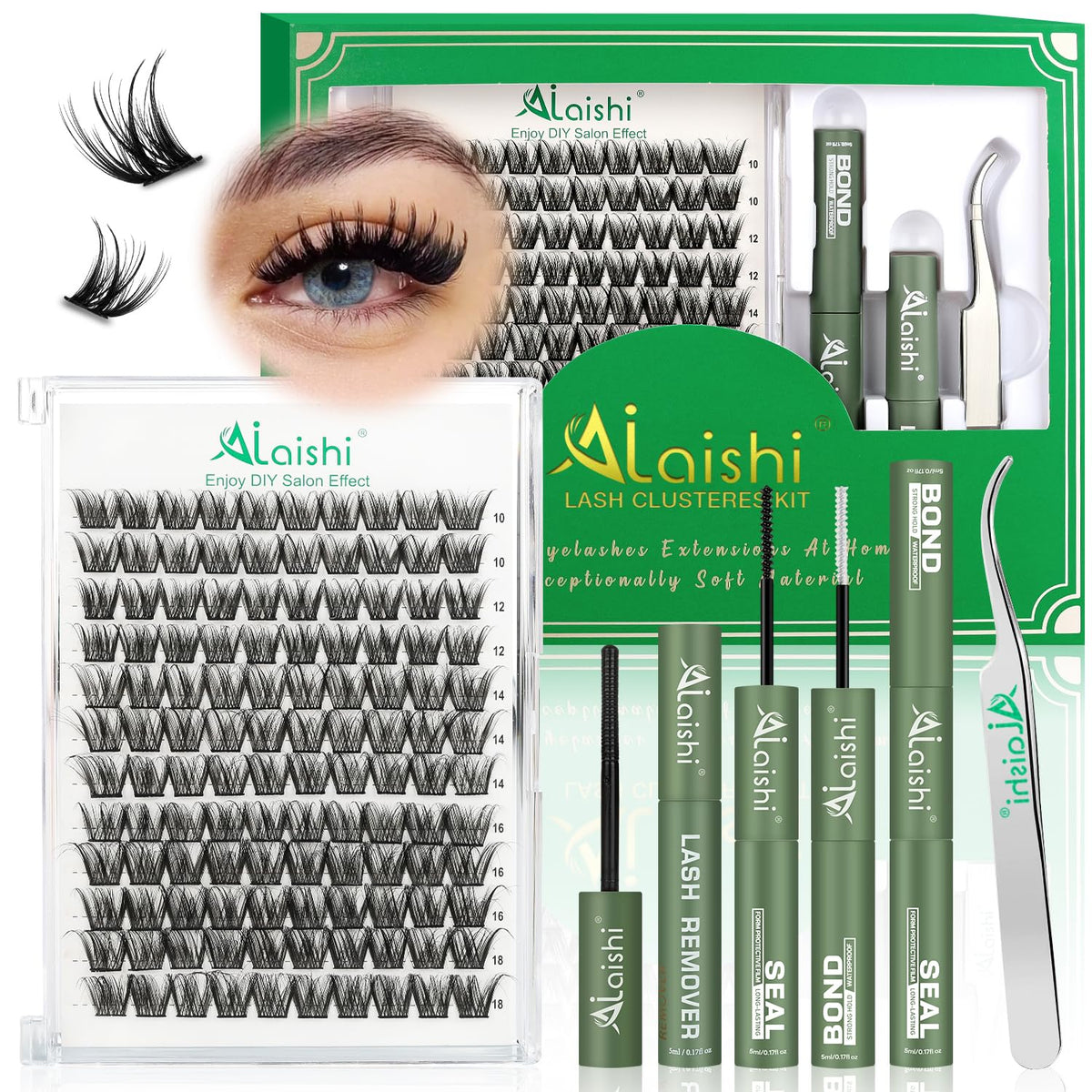 Kit AILAISHI Clusters Cils – emballage clair prêt pour créer des cils 3D chez soi