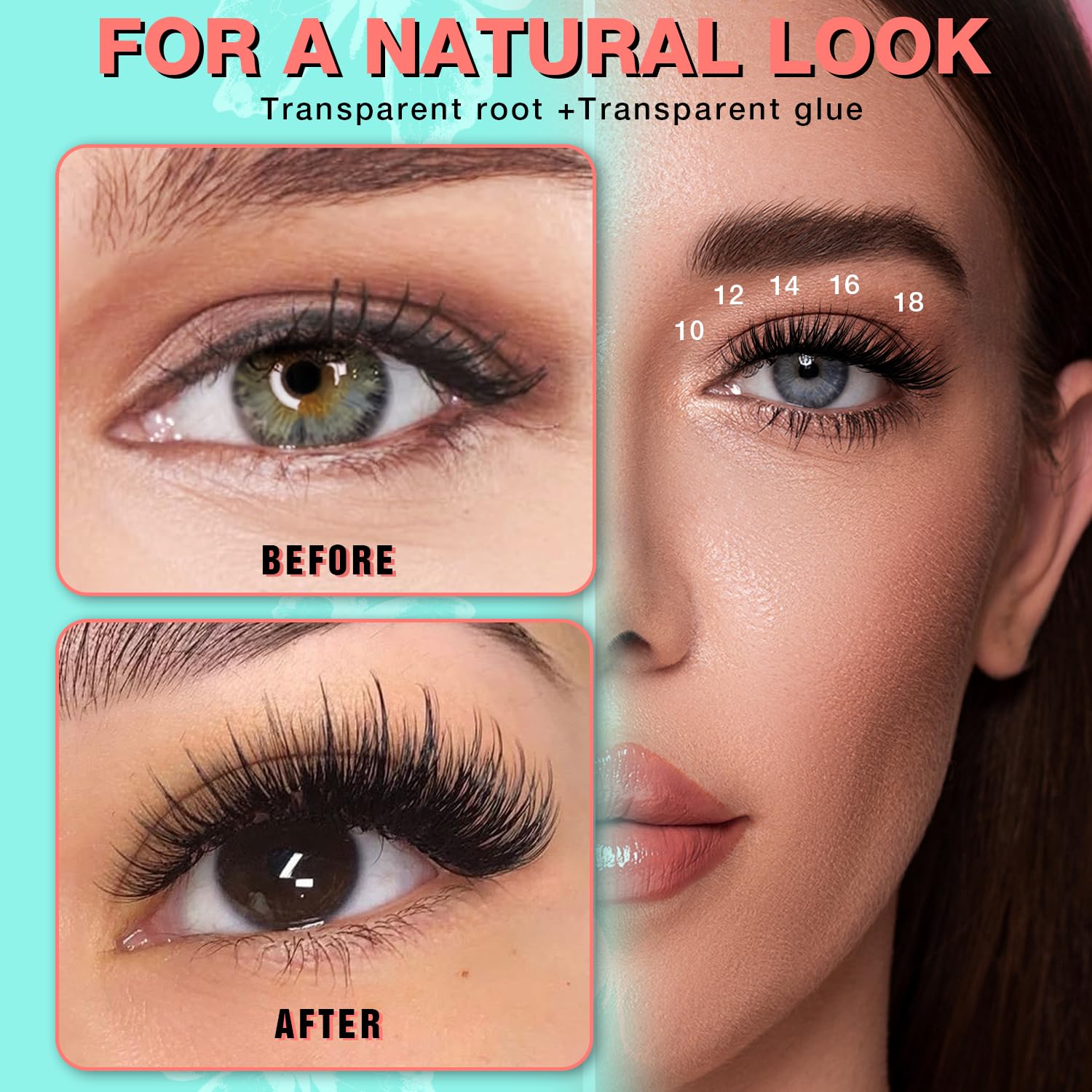 Longueurs 10-12 mm naturelles AILAISHI pour un effet discret