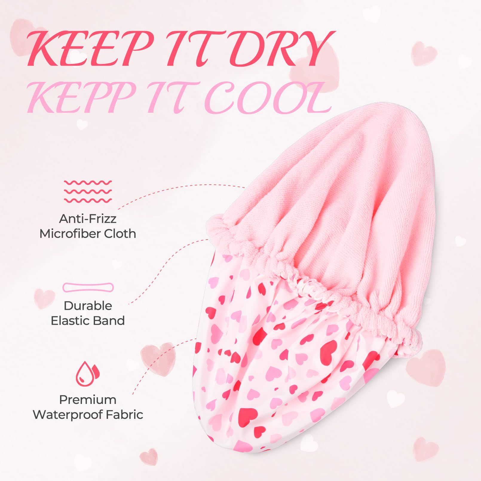 Bonnet de douche Aileam, intérieur éponge doux, offre confort et absorption légère.