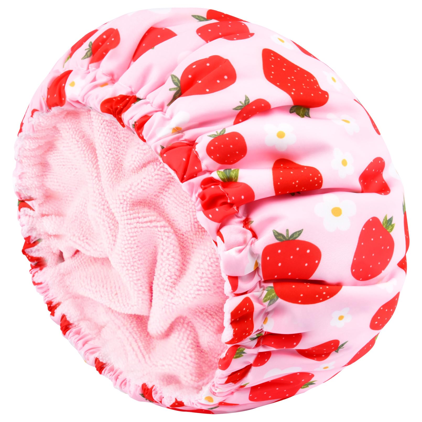 Casquette douche Aileam avec doublure serviette rose protège les cheveux
