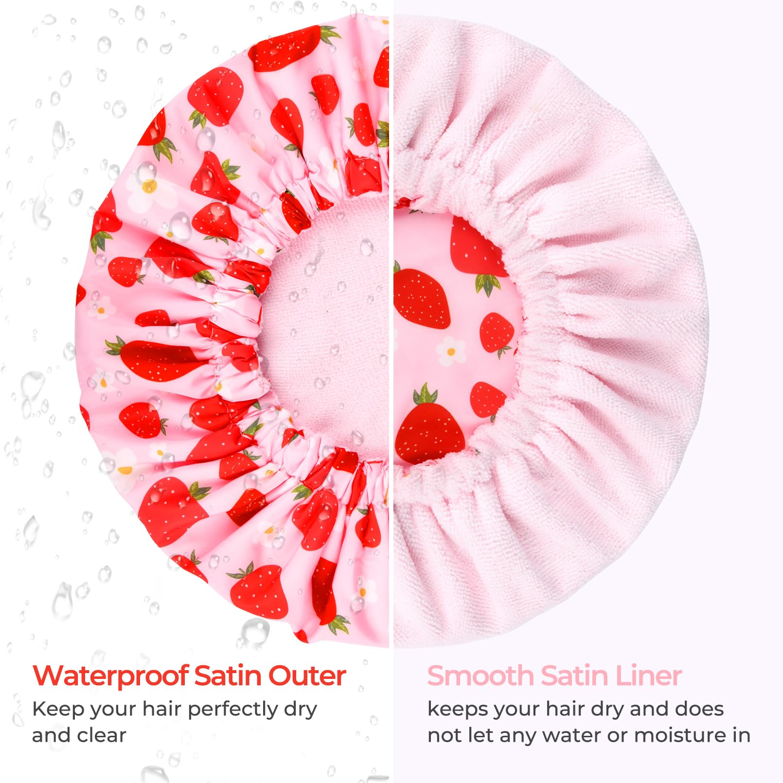 Casquette douche Aileam motif fraises rose design gai et tendance