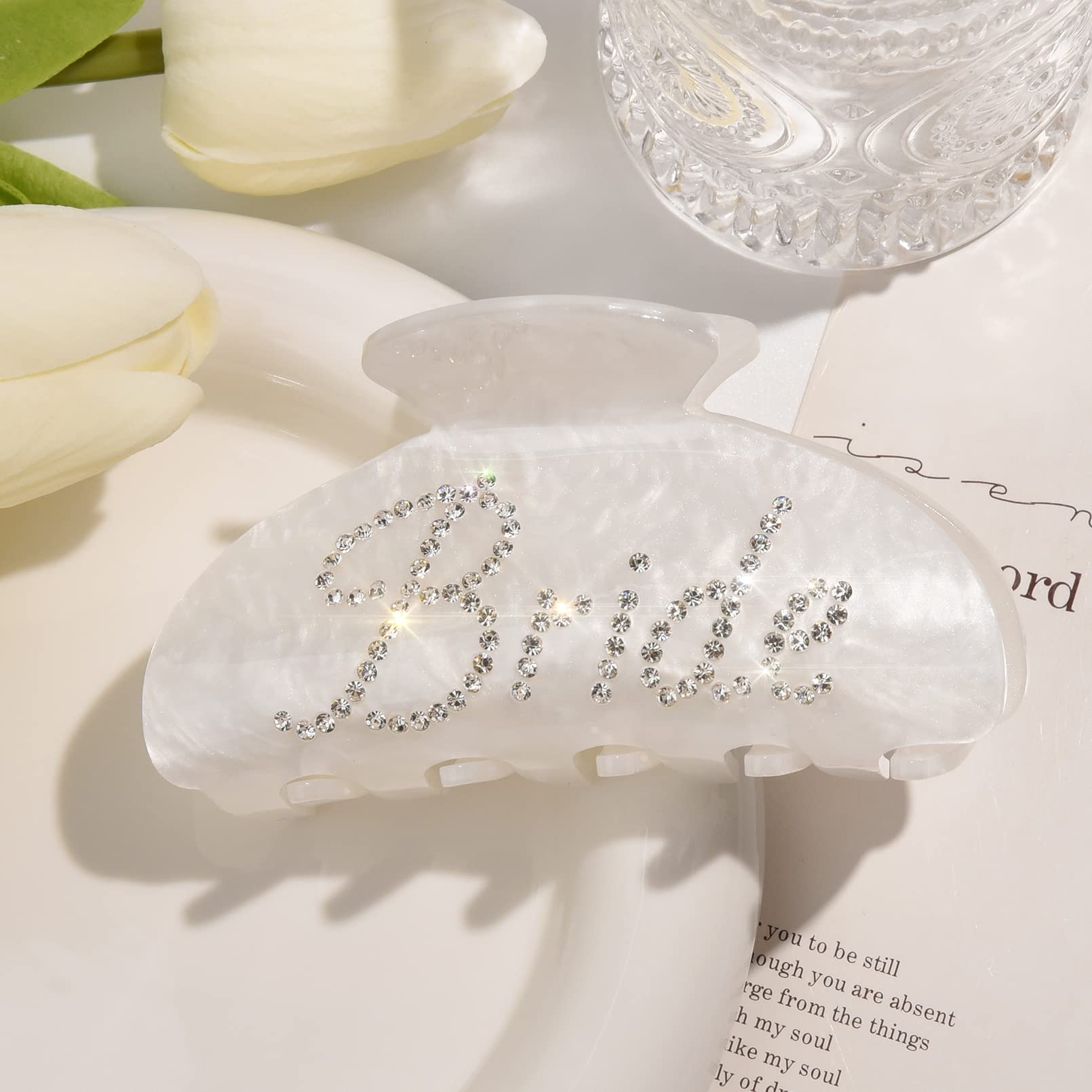 Pince à cheveux Aileam blanche en acrylique pour coiffure chic