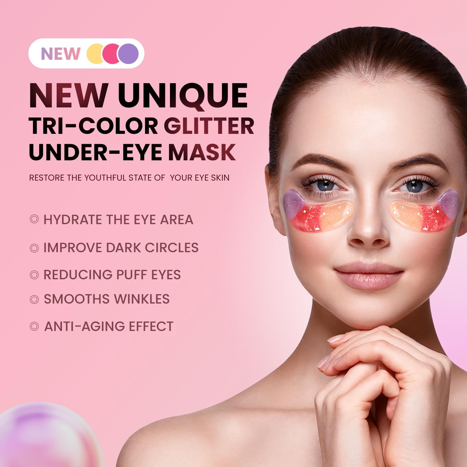 Texture gel douce des patchs yeux tri couleur.