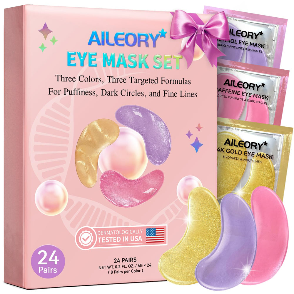 Masques yeux AILEORY coffret-retinol et or 24K pour un regard revitalisé