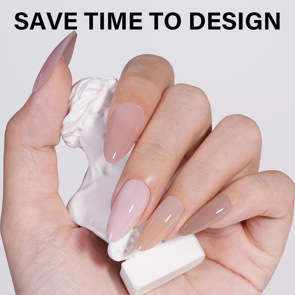 Ongles AILLSA en gel neutre, base rapide pour salon à domicile.