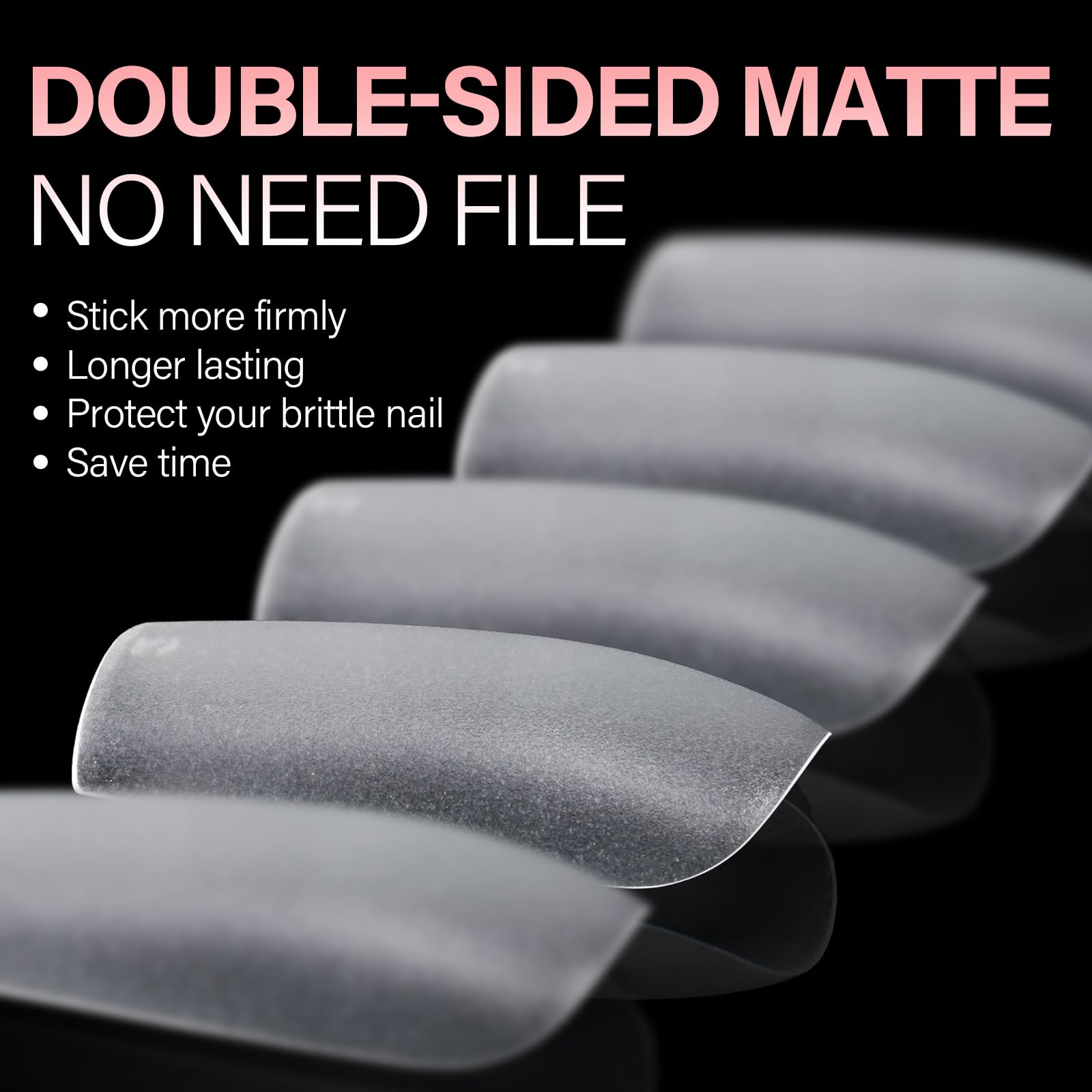 AILLSA ensemble ongles carrés moyen mat sans lime application simplifiée