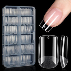 AILLSA extensions ongles courts carrés avec couverture transparente pour une manucure rapide et naturelle