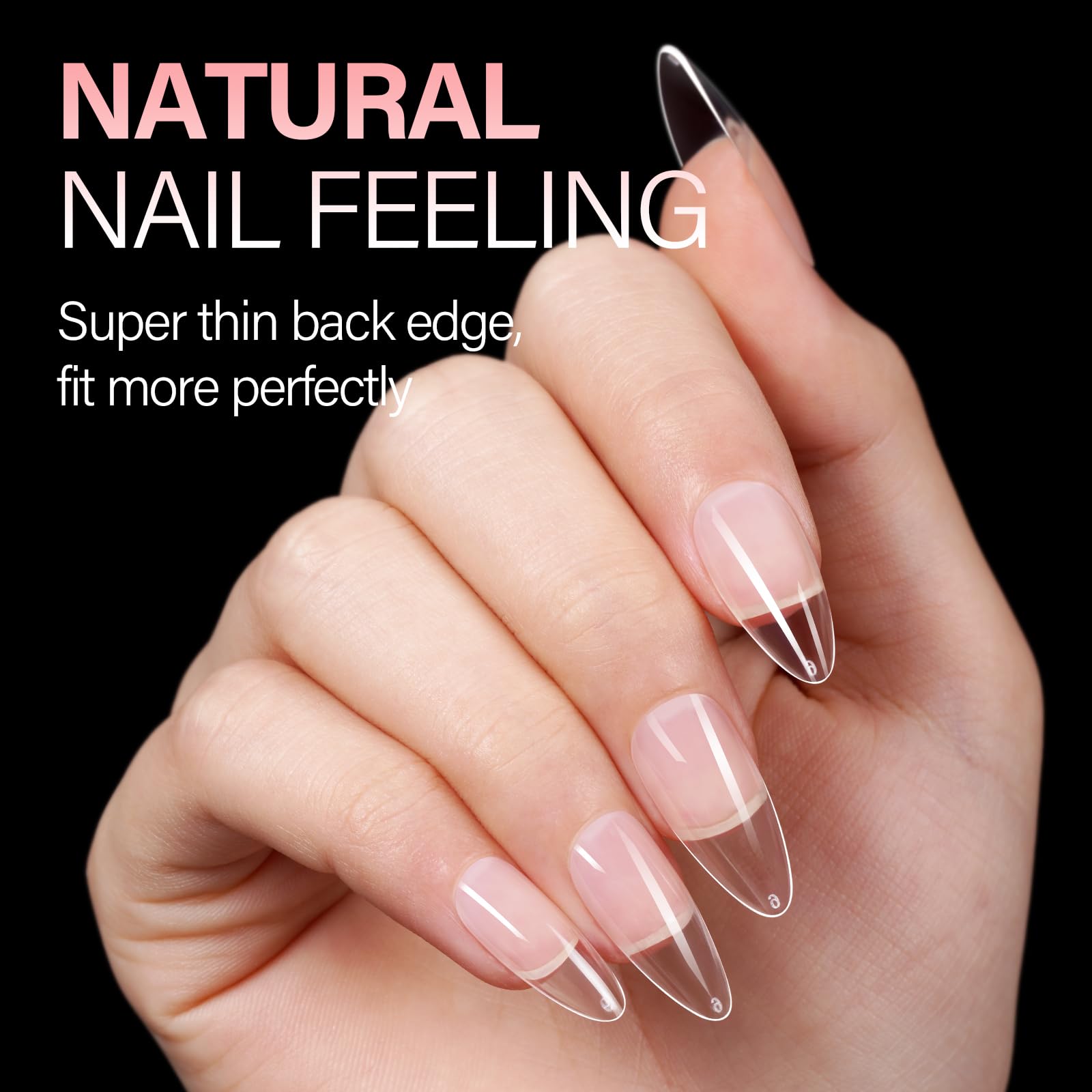 Ongles AILLSA amandes moyen, 12 tailles clairement visibles
