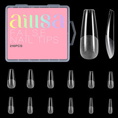Ongles AILLSA en forme cercueil longs, extensions naturelles et confortables.