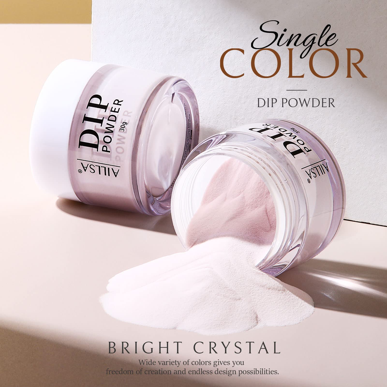 Finition brillante et uniforme avec la poudre dip light pink AILLSA