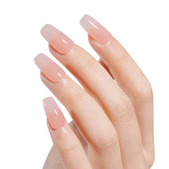 AILLSA poudre d’immersion translucide gelée rose saumon sur ongle, éclat naturel.