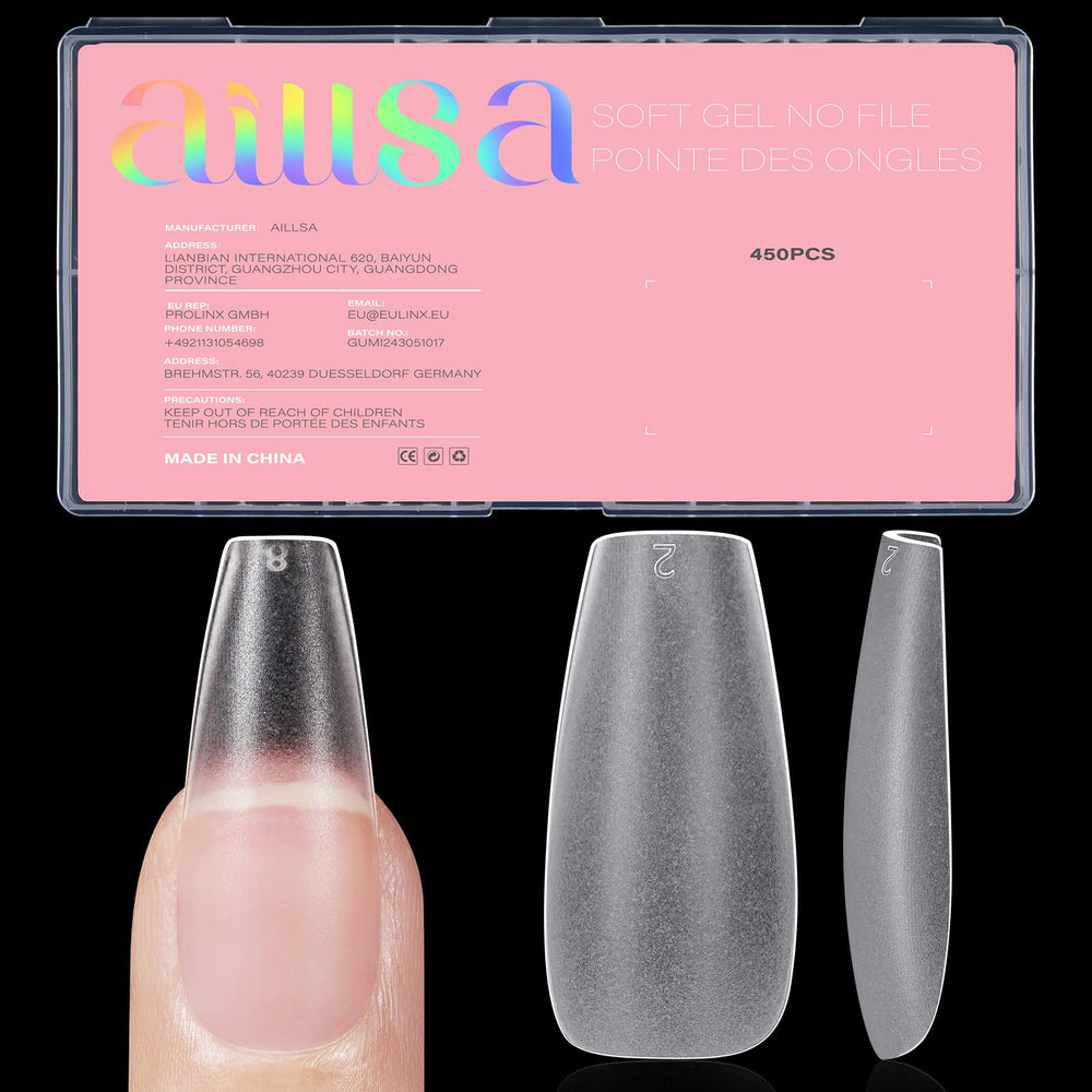 AILLSA: boîte d’ongles en forme cercueil, prêt à l’emploi pour débutants et professionnels.