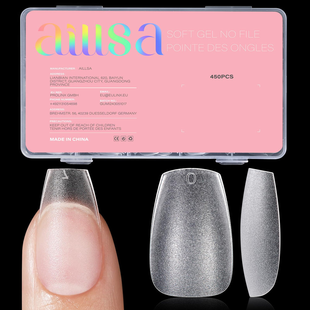 AILLSA tips ongles coffin court : adhérence fiable pour une manucure à domicile