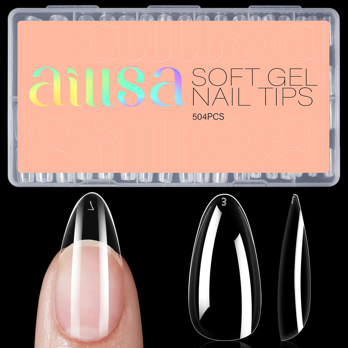 Embouts ongles amande AILLSA, finition clair, look naturel et élégant.