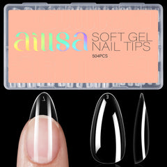 Embouts ongles amande AILLSA, finition clair, look naturel et élégant.