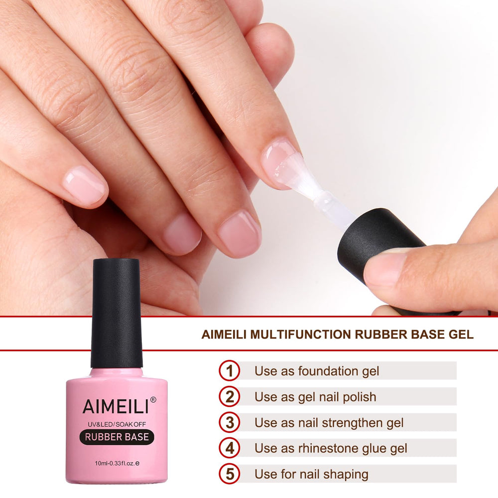 AIMEILI: ensemble 4-en-1 gel base caoutchouc pour base, renforcement et couleur