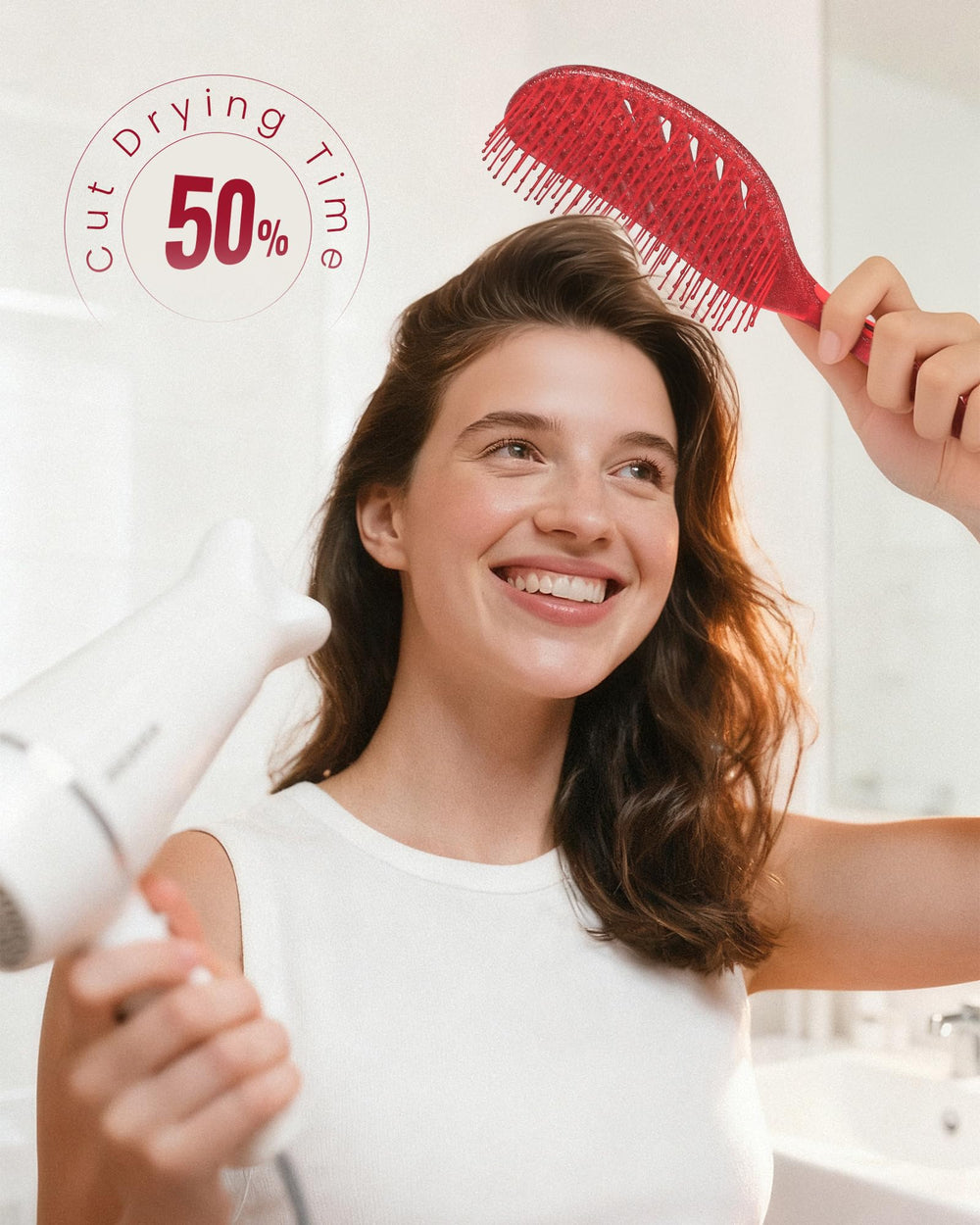 Brosse démêlante AIMIKE rouge scintillante, cadeau tendance pour femmes et jeunes filles