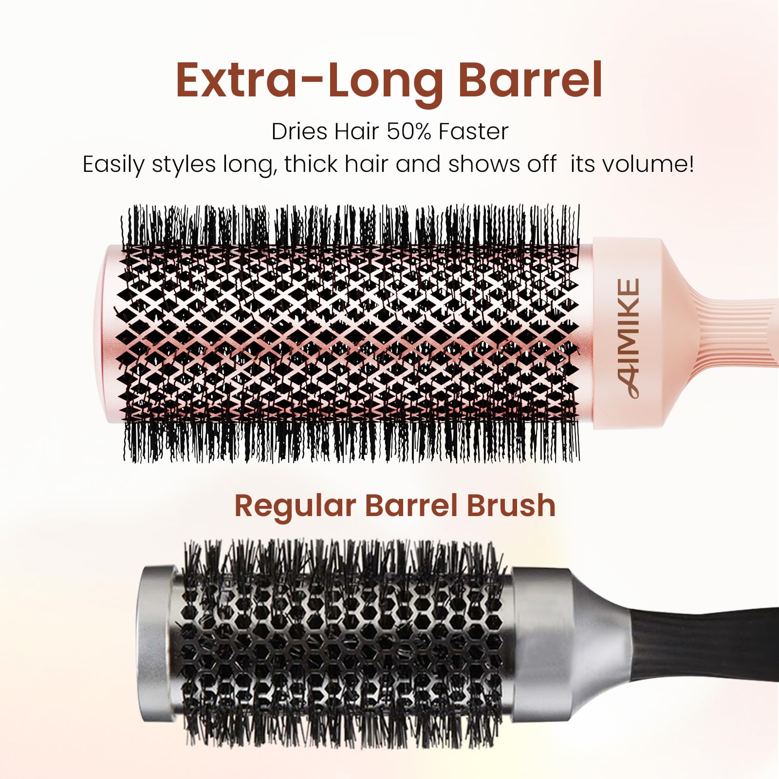 AIMIKE brosse poils tordus, adhérence maximale, pour gagner en tension et volume.