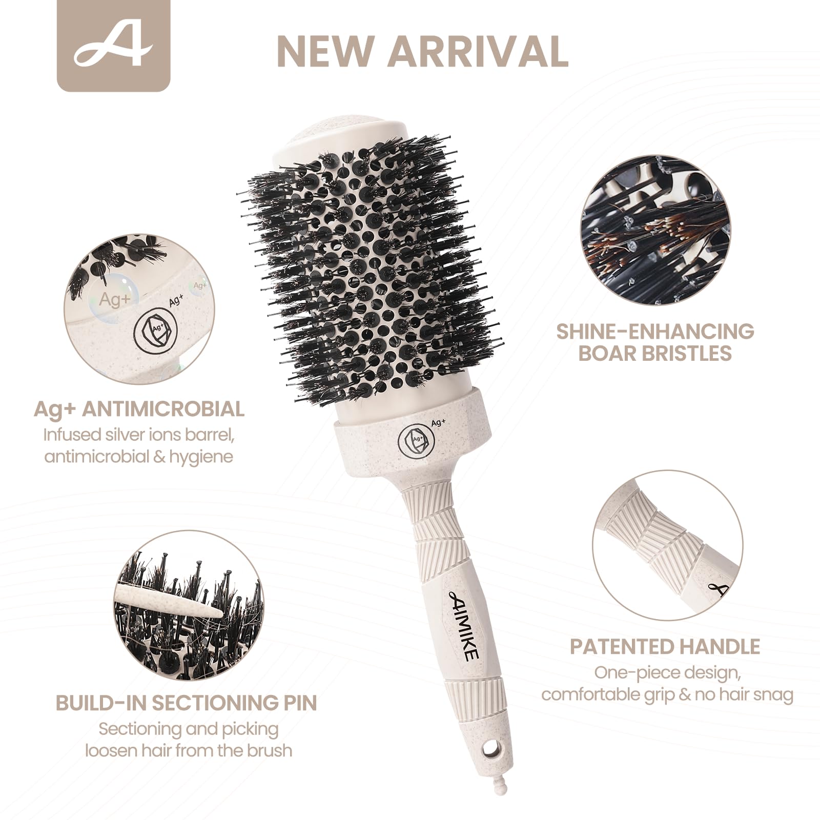 Brosse AIMIKE avec barillet ventilé pour chauffe homogène.