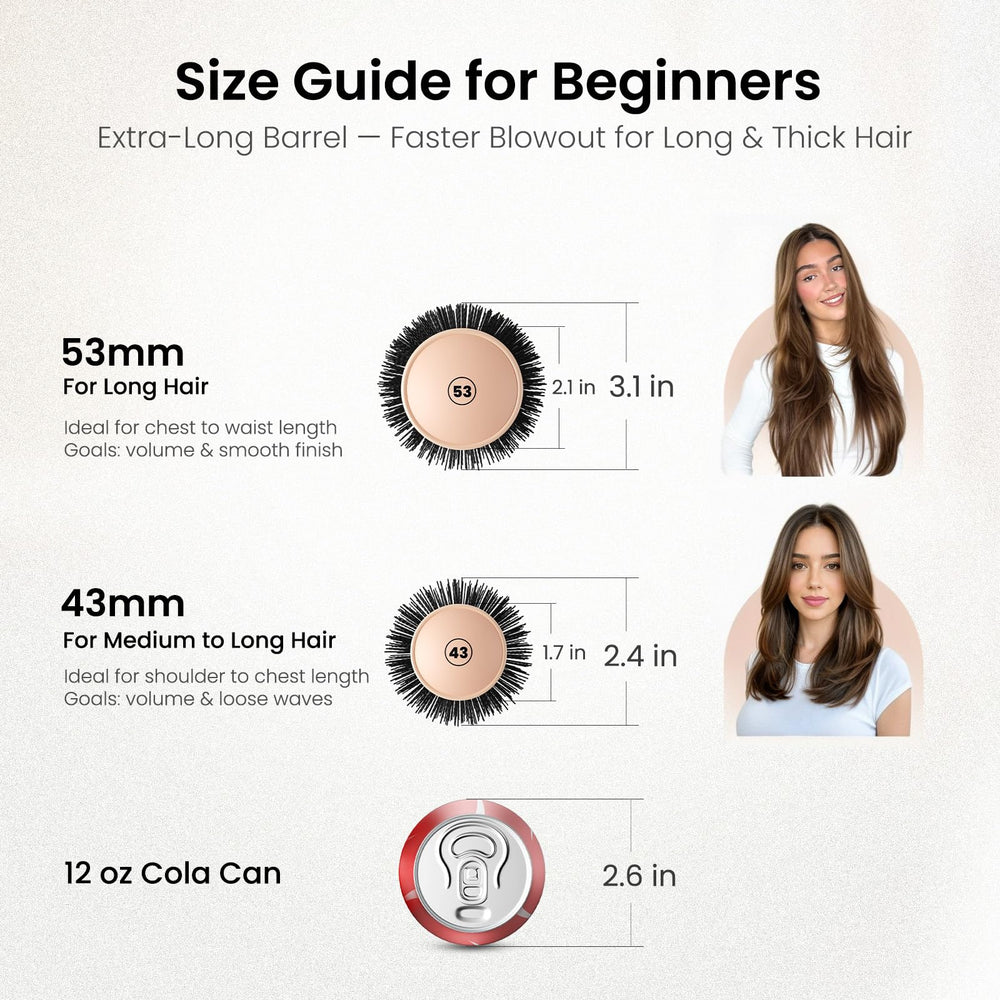 Brosse AIMIKE ronde avec poignée ergonomique pour une utilisation sans fatigue.