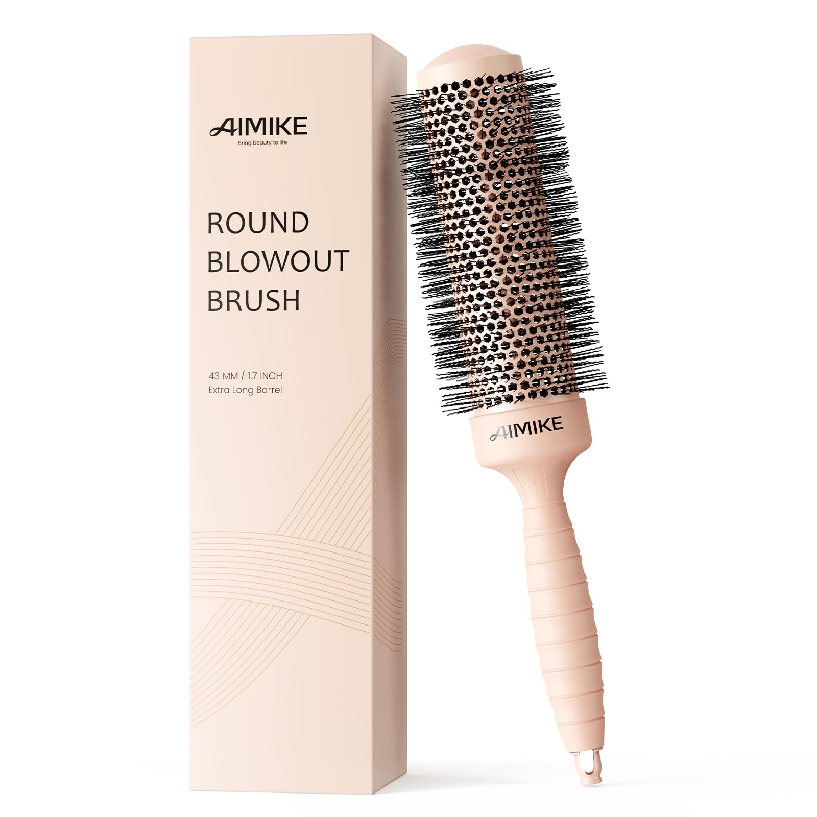 Brosse AIMIKE ronde extérieure pour coiffage, barillet 1,7 pouce, séchage efficace.