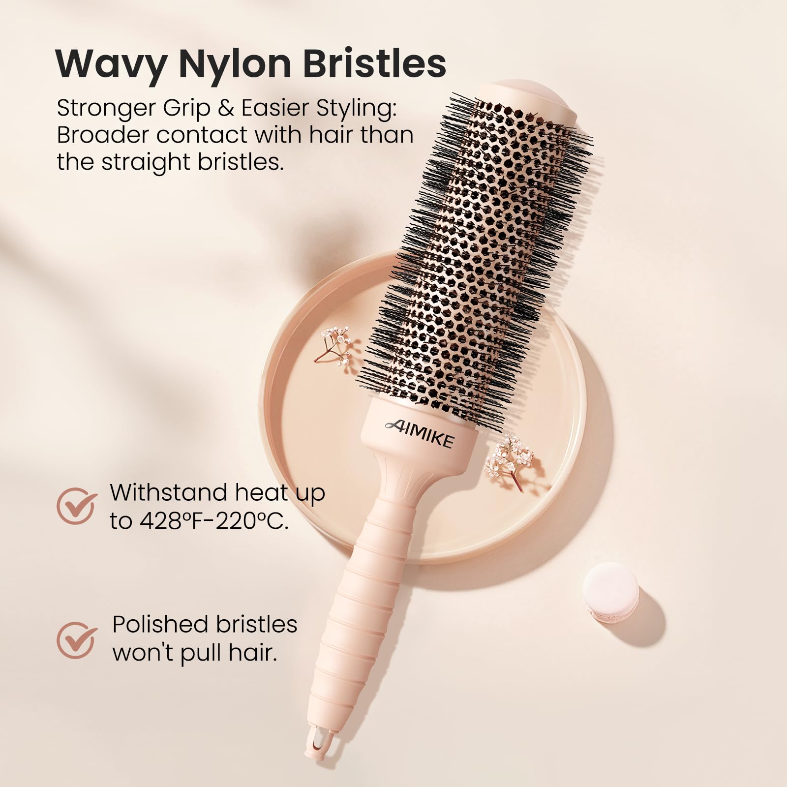 Brosse AIMIKE ronde avec guide de séparation intégré.