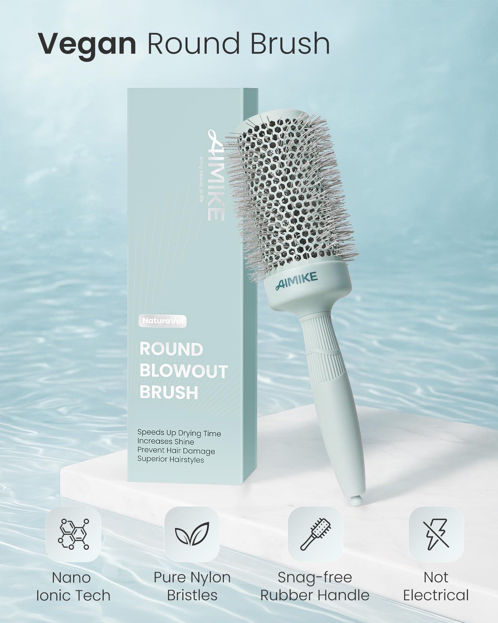 AIMIKE NaturaVol brosse ronde barillet aluminium ventilé pour un flux d air rapide