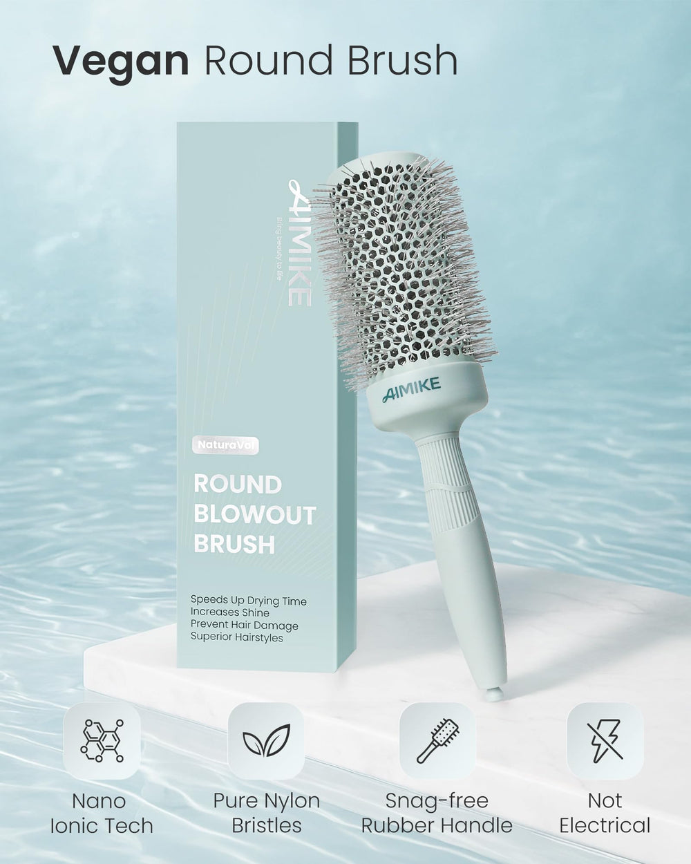 AIMIKE NaturaVol brosse ronde barillet aluminium ventilé pour un flux d air rapide