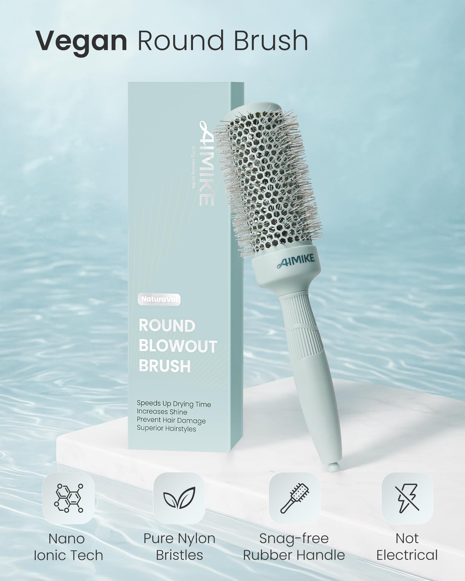 Brosse ronde AIMIKE NaturaVol en céramique ionique pour brillance naturelle