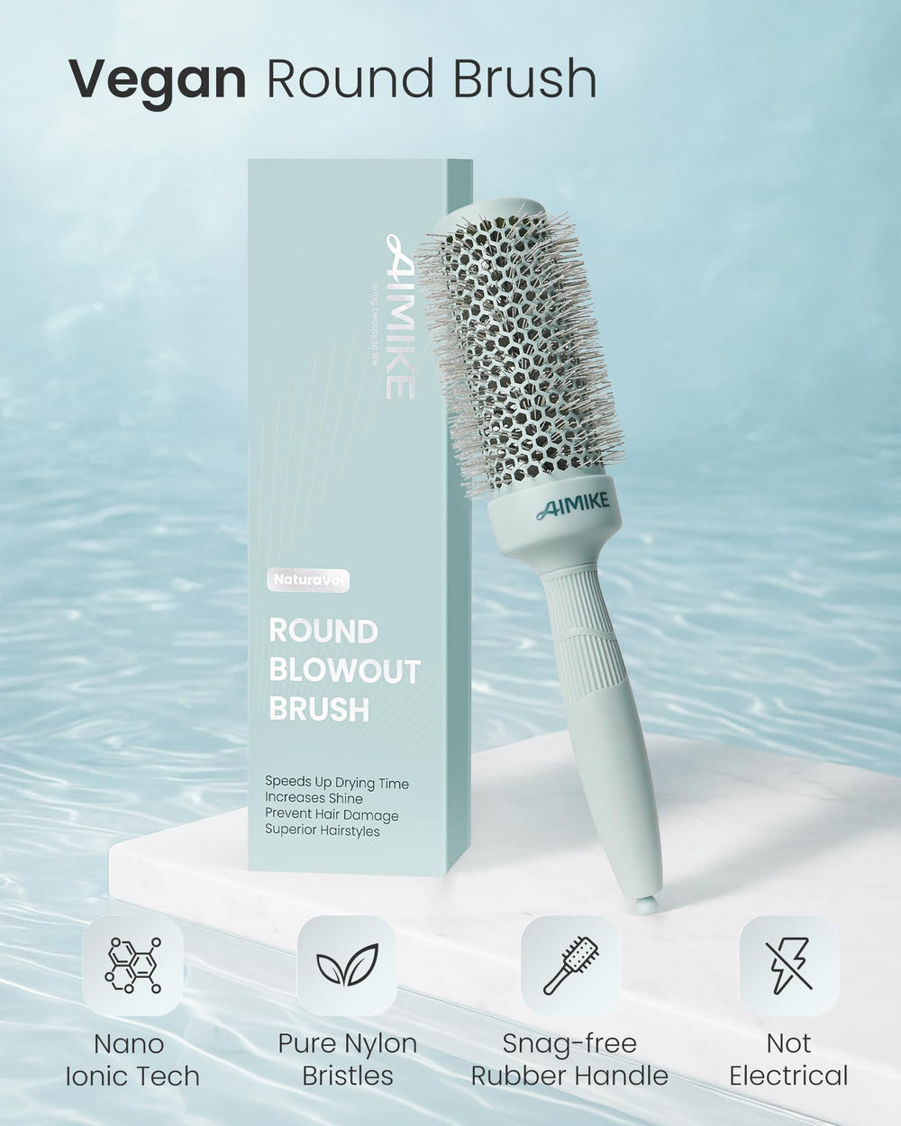 Brosse ronde AIMIKE NaturaVol en céramique ionique pour brillance naturelle