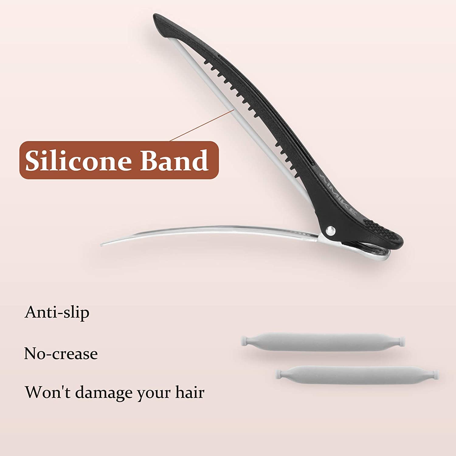 Pinces AIMIKE division précise avec bande silicone pour coiffage.