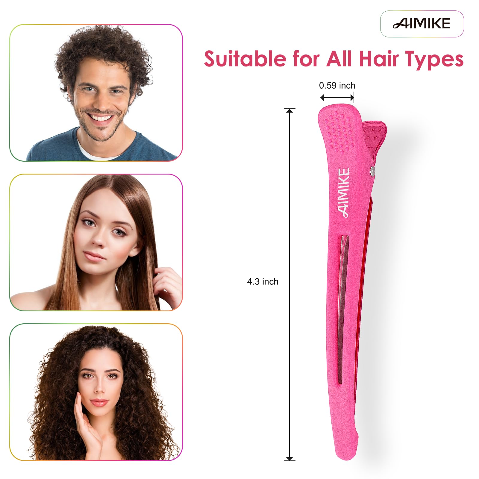 Pinces AIMIKE néon adaptées à tous types de cheveux.